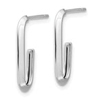 14KW Polished Knife Edge Oval Post J-Hoop Earrings