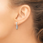 14KW Polished Knife Edge Oval Post J-Hoop Earrings