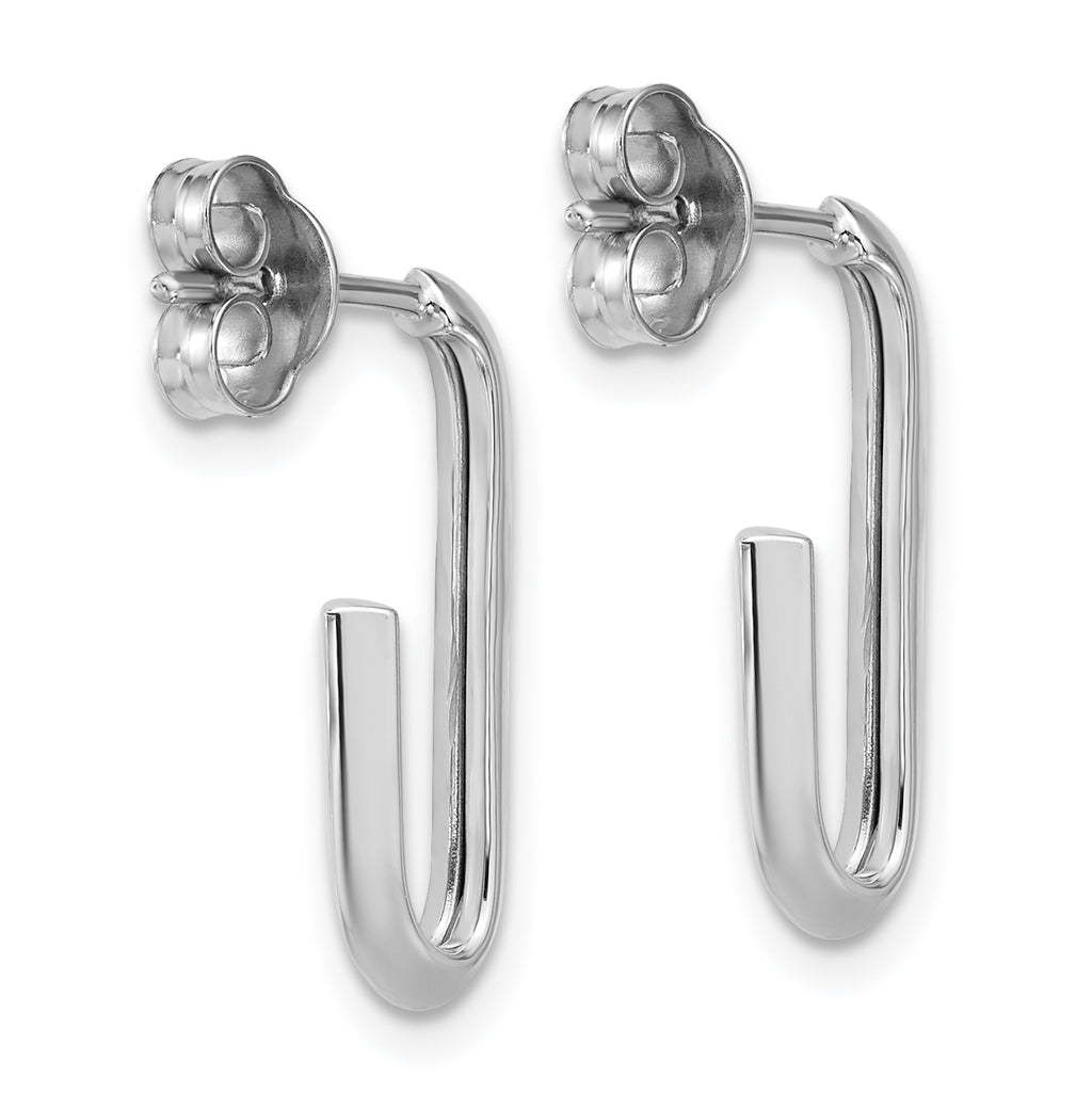 14KW Polished Knife Edge Oval Post J-Hoop Earrings