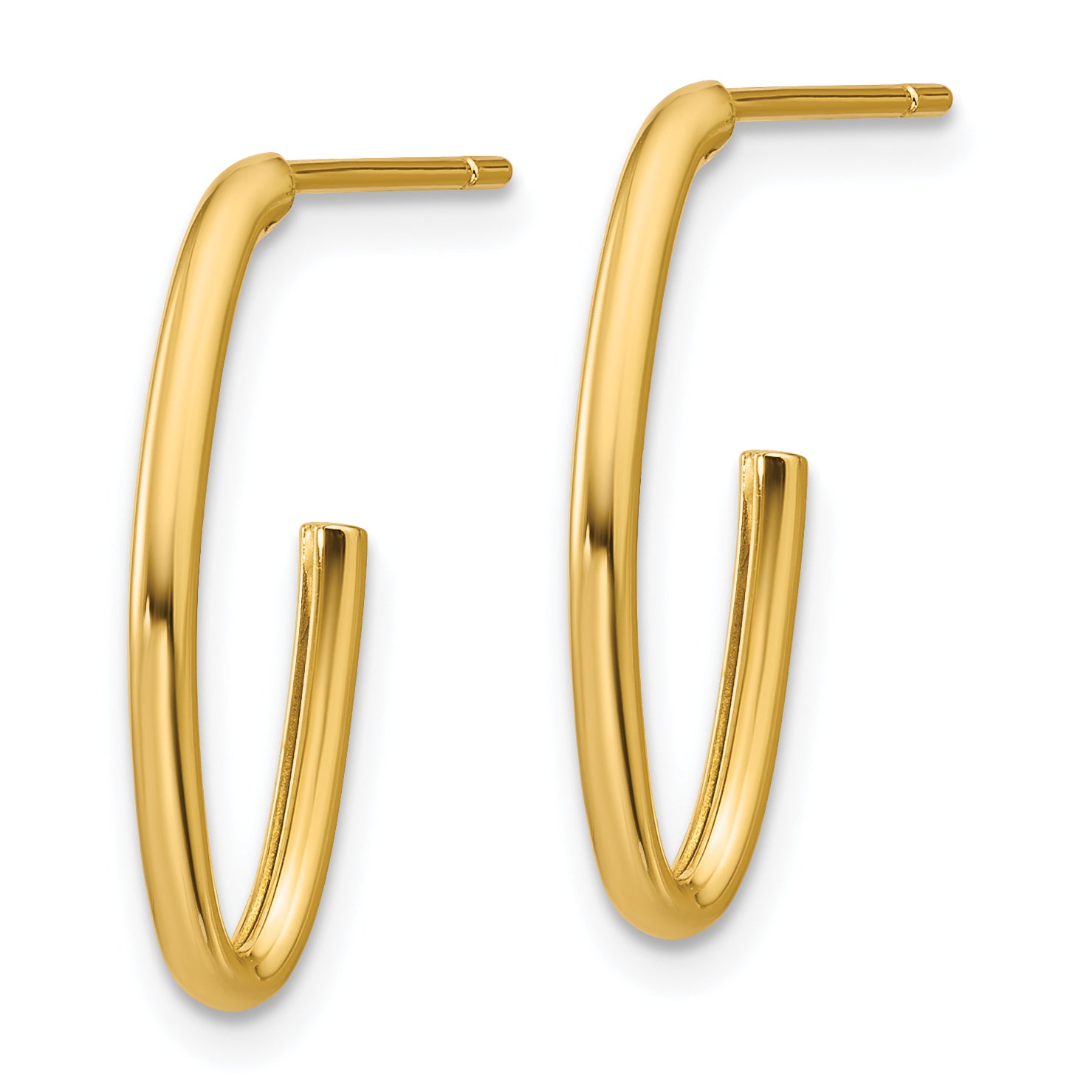 14K Polished 1.8mm Oval Post J-Hoop Earrings Secondary image