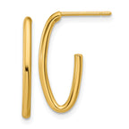 14K Polished 1.8mm Oval Post J-Hoop Earrings