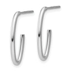 14K White Gold Polished 1.8mm Oval Post J-Hoop Earrings