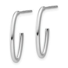 14K White Gold Polished 1.8mm Oval Post J-Hoop Earrings