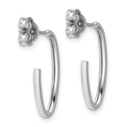 14K White Gold Polished 1.8mm Oval Post J-Hoop Earrings