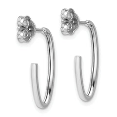 14K White Gold Polished 1.8mm Oval Post J-Hoop Earrings