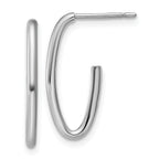 14K White Gold Polished 1.8mm Oval Post J-Hoop Earrings