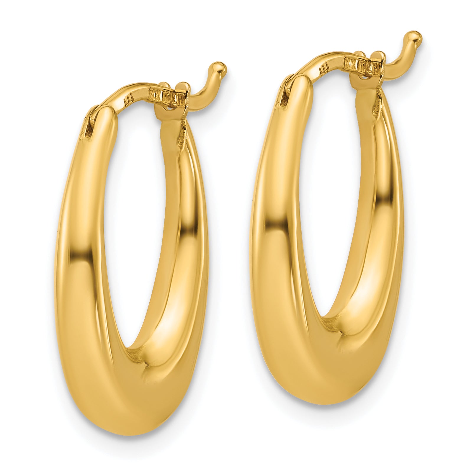14K Polished Tapered Oval Hoop Earrings