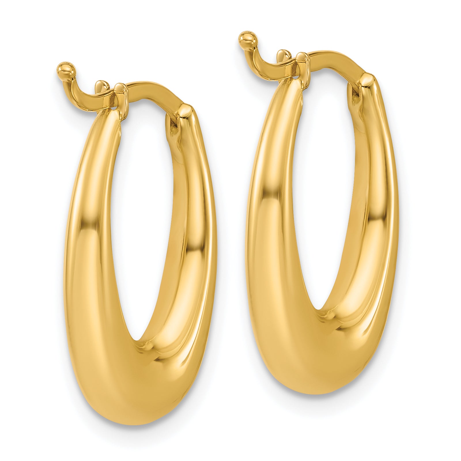 14K Polished Tapered Oval Hoop Earrings