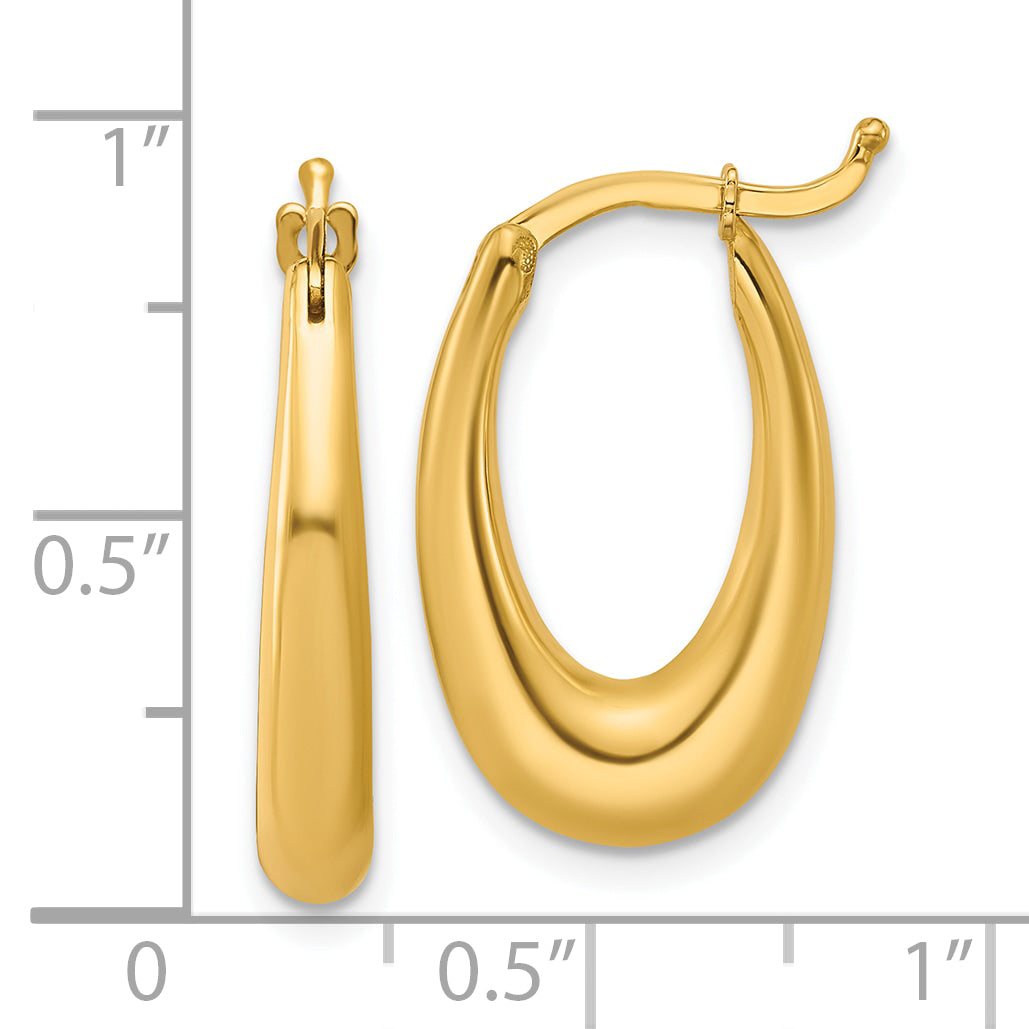 14K Polished Tapered Oval Hoop Earrings
