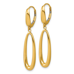 14K Polished Tapered Oval Leverback Dangle Earrings