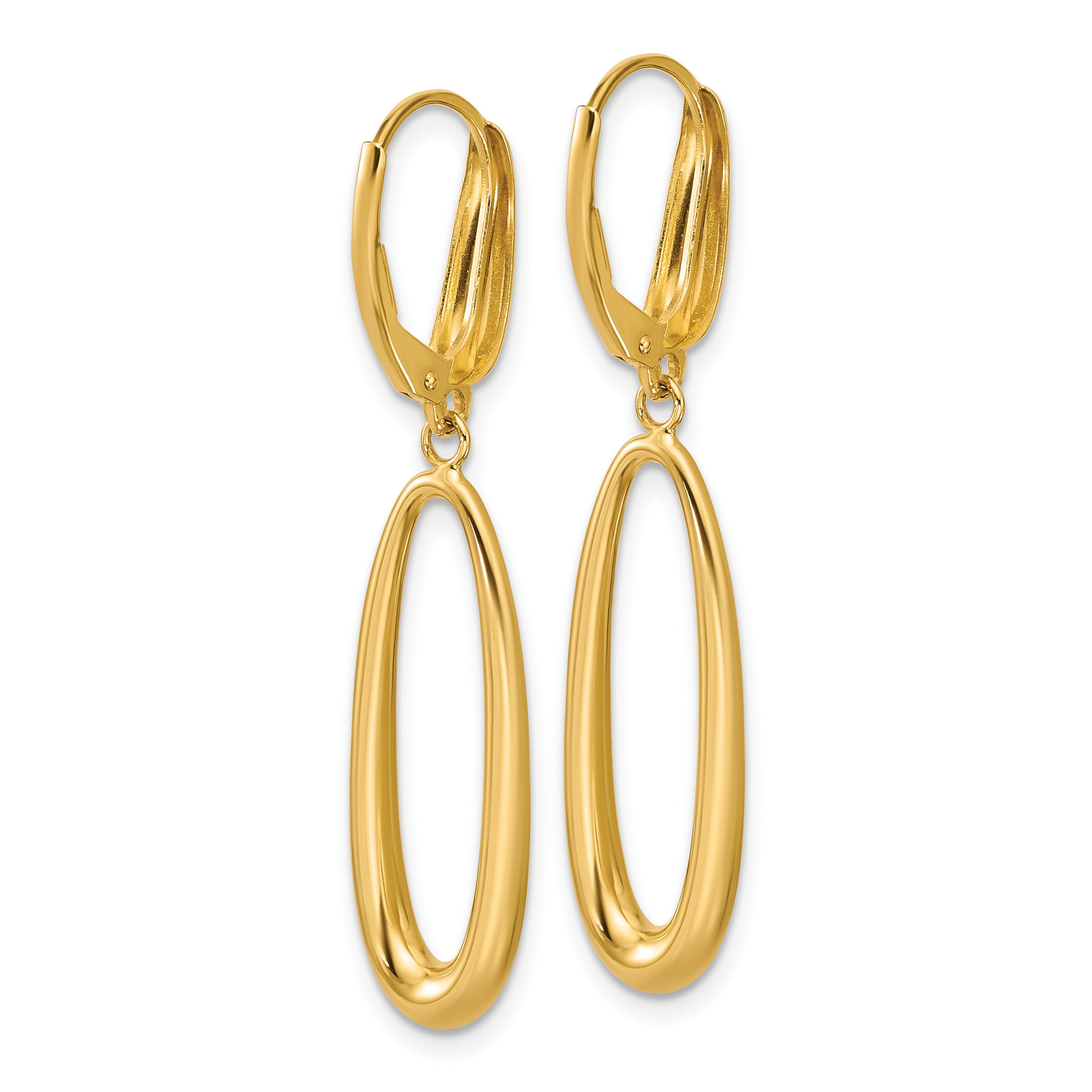 14K Polished Tapered Oval Leverback Dangle Earrings