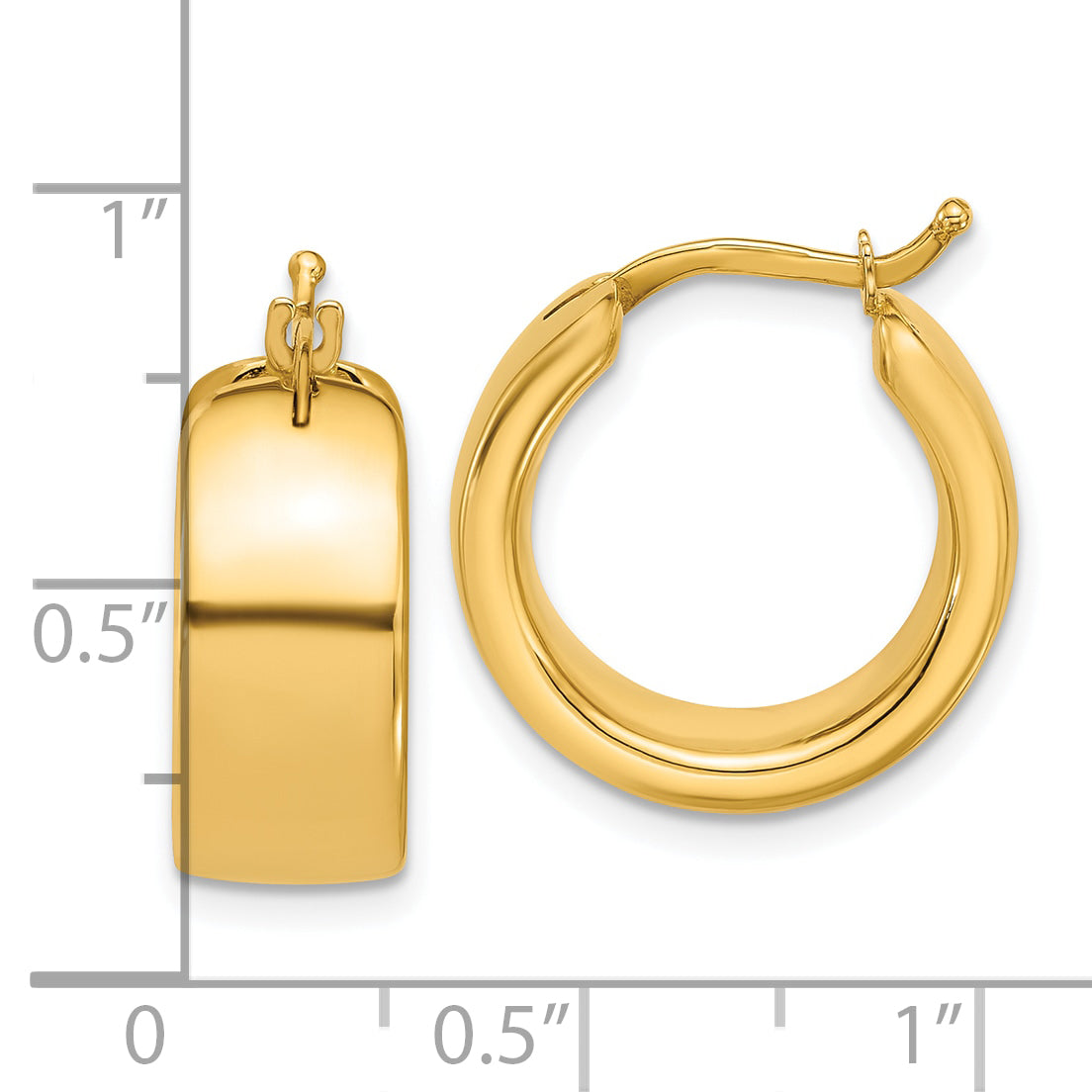 14K Polished 7.7mm Round Hoop Earrings