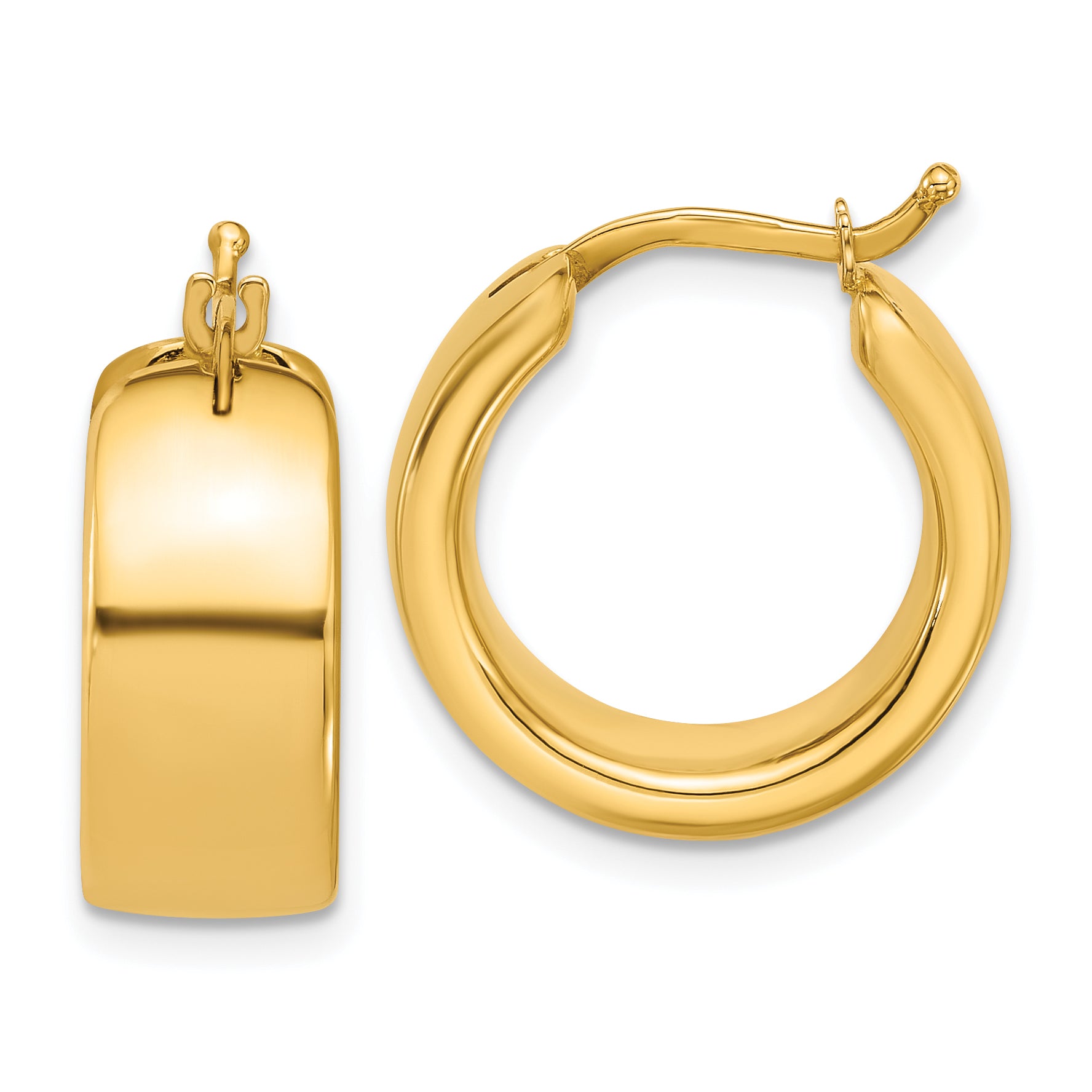 14K Polished 7.7mm Round Hoop Earrings Main image