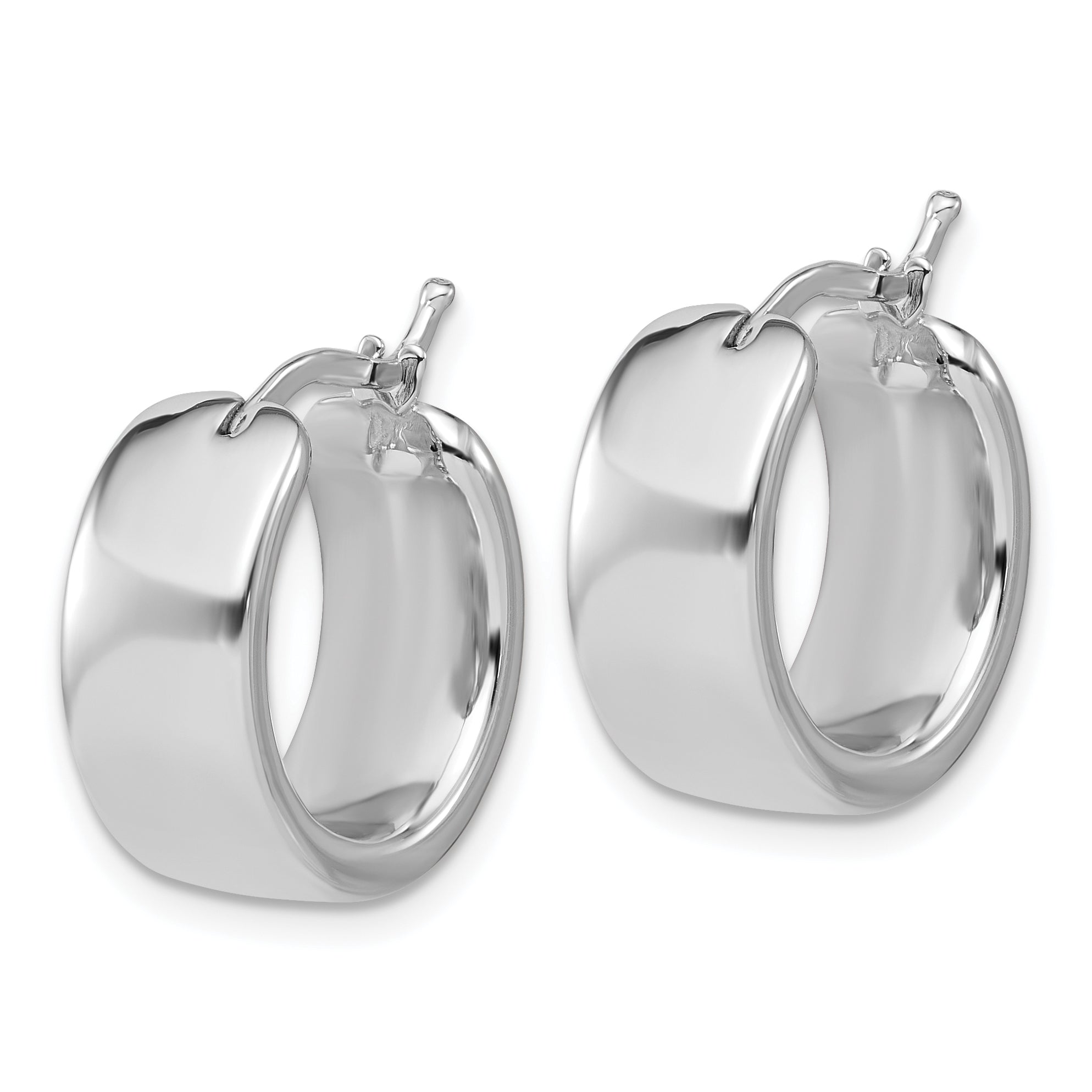 14K White Gold Polished 7.7mm Round Hoop Earrings