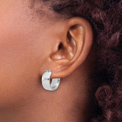 14K White Gold Polished 7.7mm Round Hoop Earrings