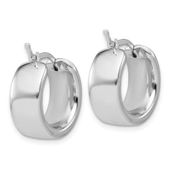 14K White Gold Polished 7.7mm Round Hoop Earrings