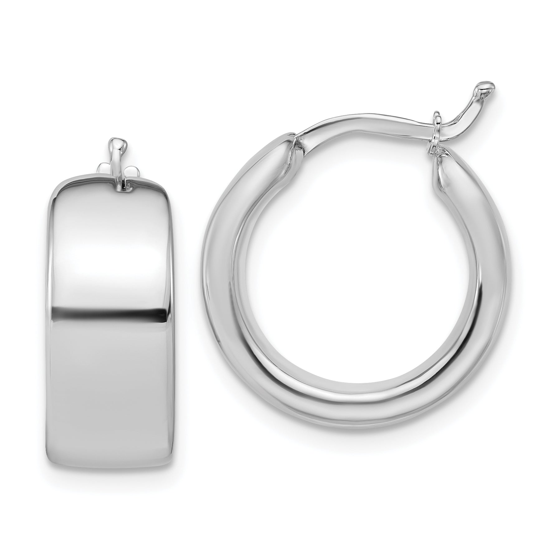 14K White Gold Polished 7.7mm Round Hoop Earrings Main image
