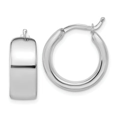 14K White Gold Polished 7.7mm Round Hoop Earrings
