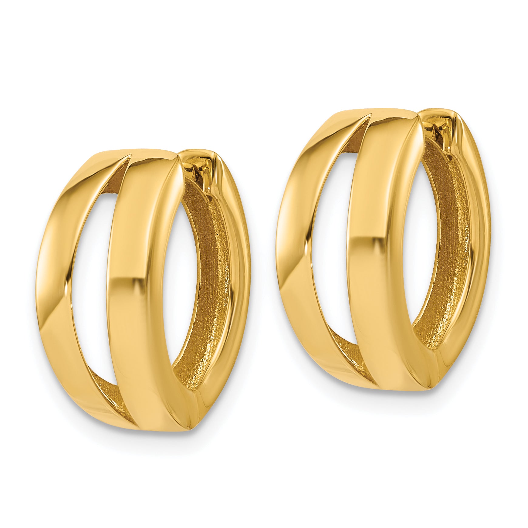 14K Polished Fancy Tapered Hinged Round Hoop Earrings Secondary image