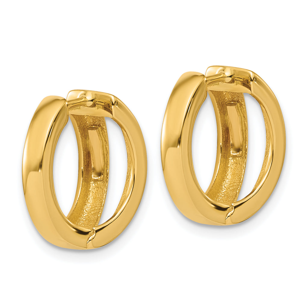 14K Polished Fancy Tapered Hinged Round Hoop Earrings