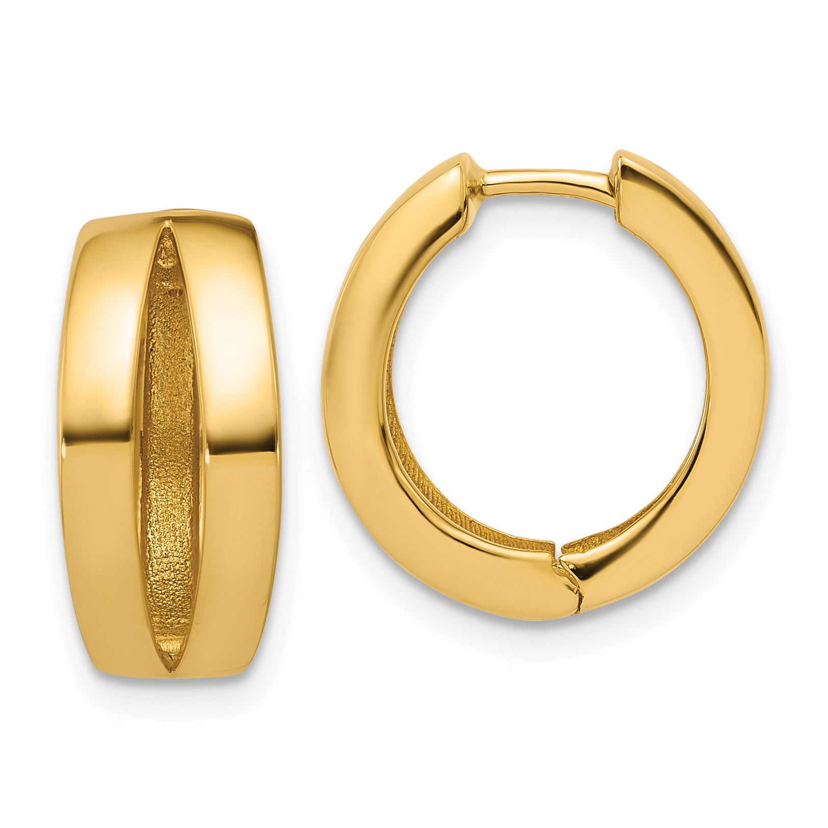 14K Polished Fancy Tapered Hinged Round Hoop Earrings Main image