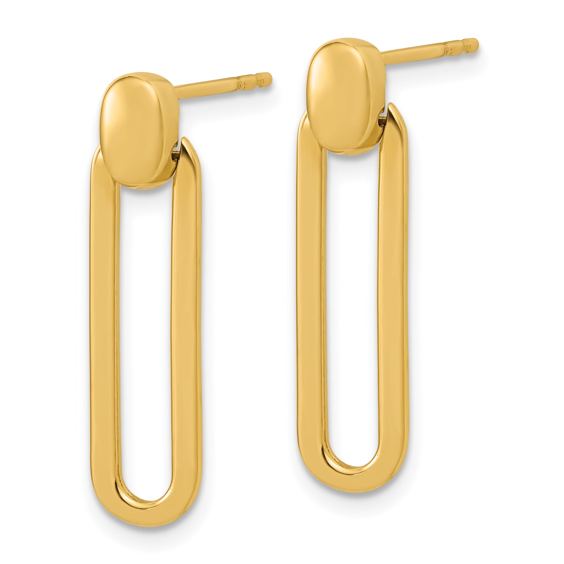 14K Polished Link Dangle Post Earrings Secondary image