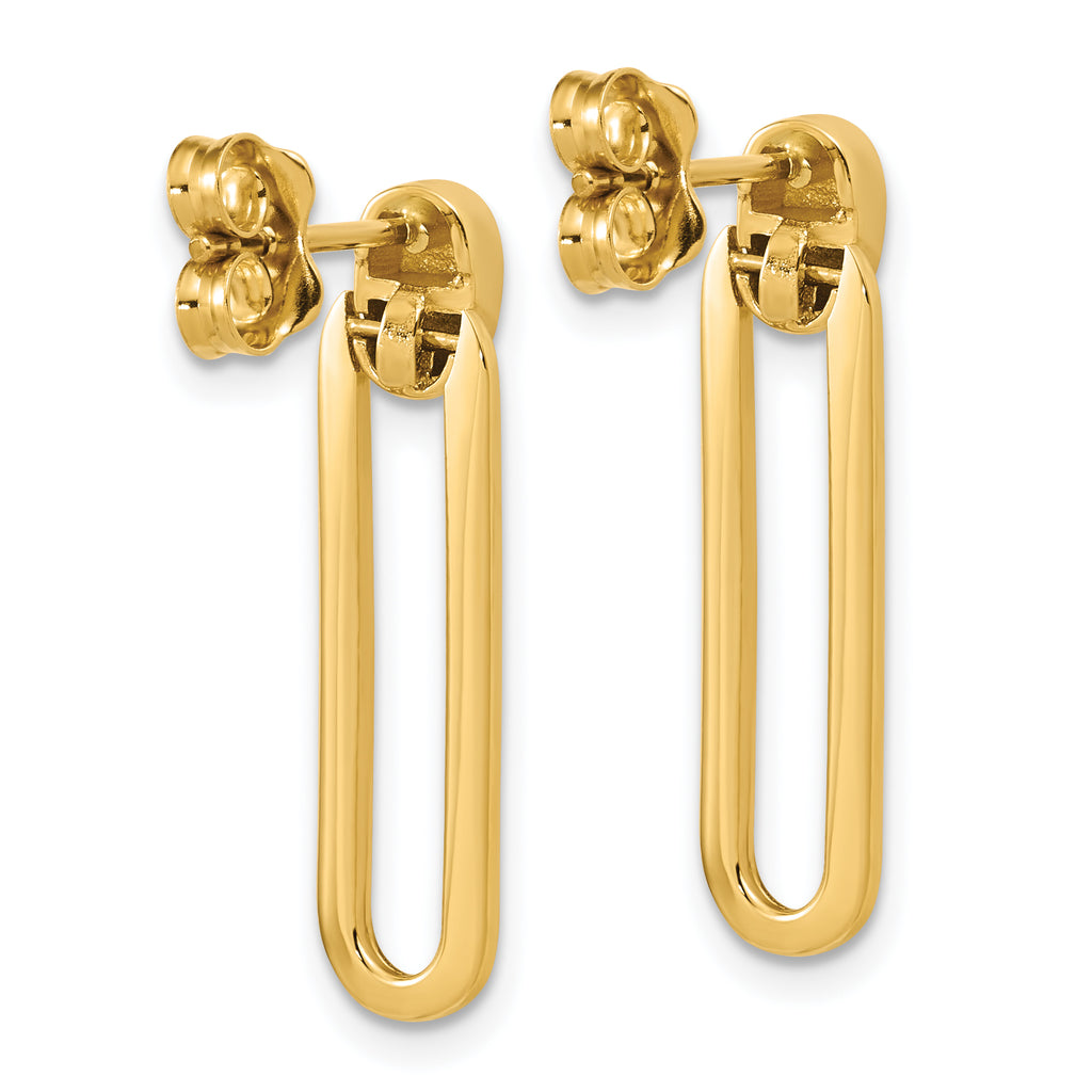 14K Polished Link Dangle Post Earrings