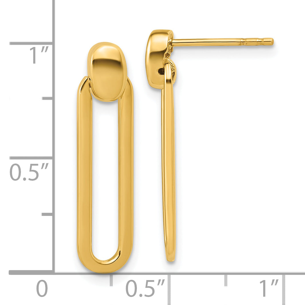 14K Polished Link Dangle Post Earrings