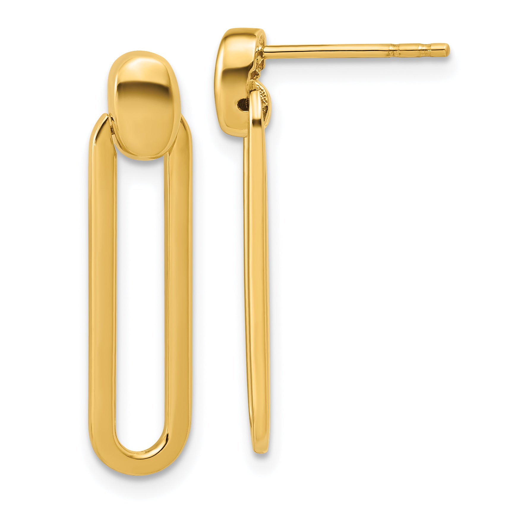 14K Polished Link Dangle Post Earrings Main image