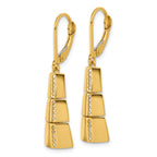 14K Polished CZ Tapered Dangle Leverback Earrings