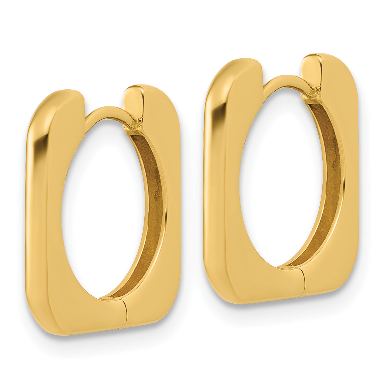 14K Polished Square Hinged Hoop Earrings