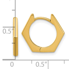 14K Polished Hexagon Hinged Hoop Earrings