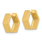 14K Polished Hexagon Hinged Hoop Earrings