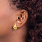 14K Polished/Brushed/Dia-cut Puffed Teardrop Post Earrings