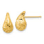 14K Polished/Brushed/Dia-cut Puffed Teardrop Post Earrings