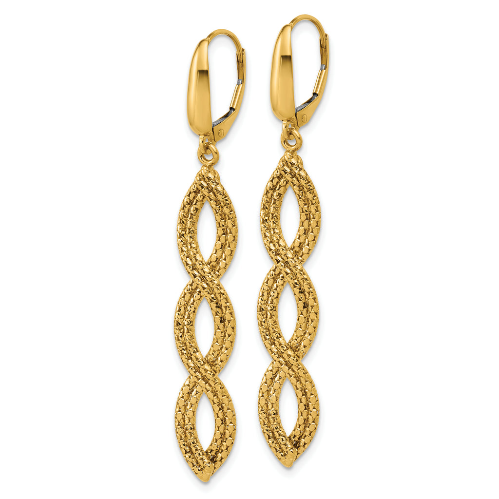 14K Polished Fancy Woven Dangle Leverback Earrings