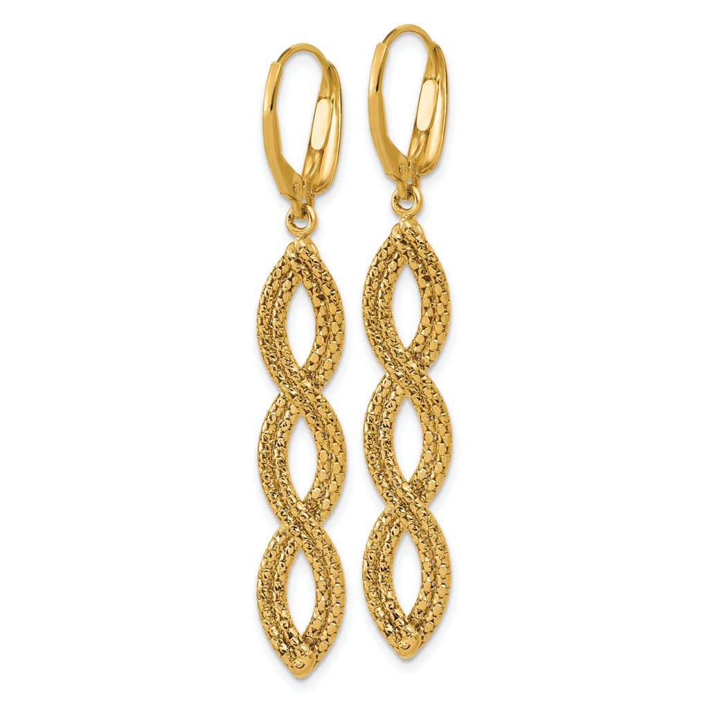 14K Polished Fancy Woven Dangle Leverback Earrings