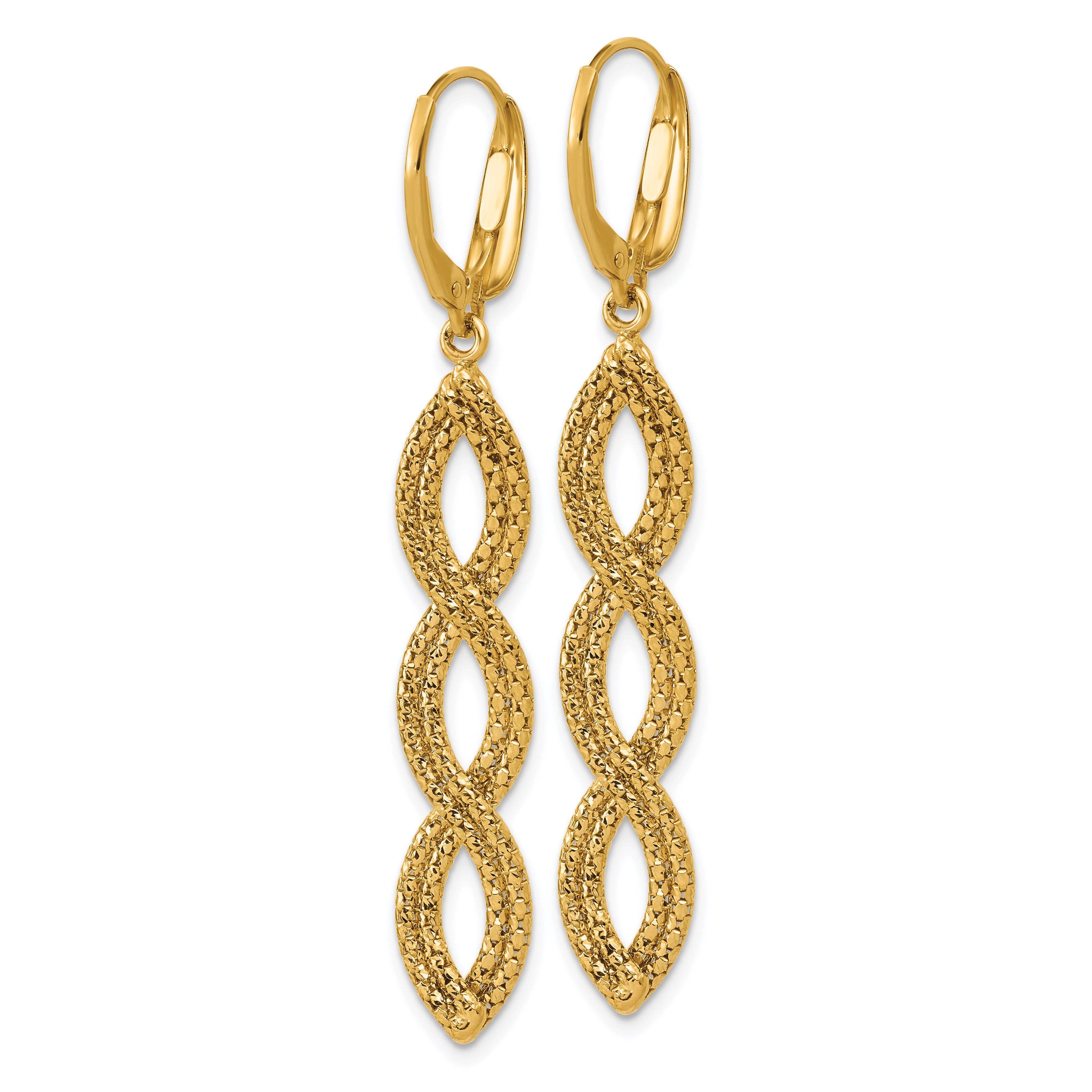 14K Polished Fancy Woven Dangle Leverback Earrings