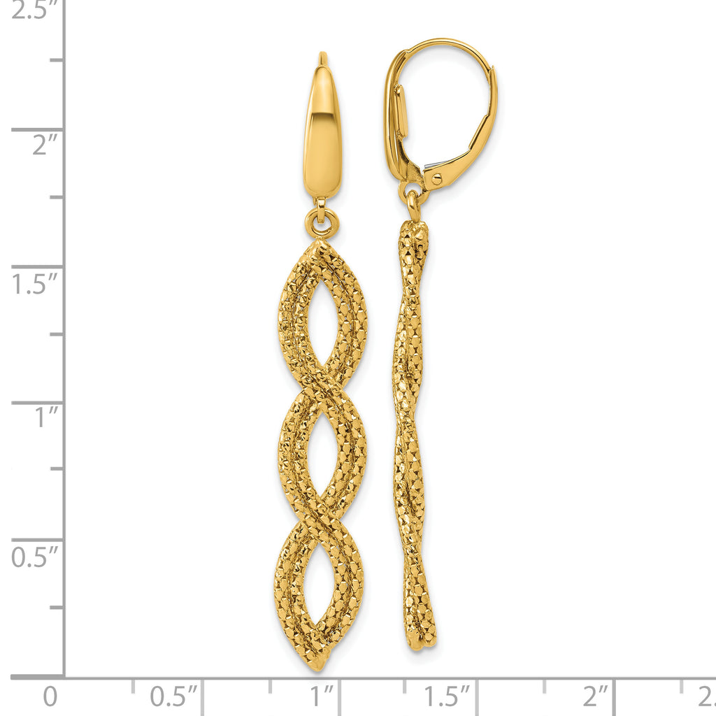 14K Polished Fancy Woven Dangle Leverback Earrings