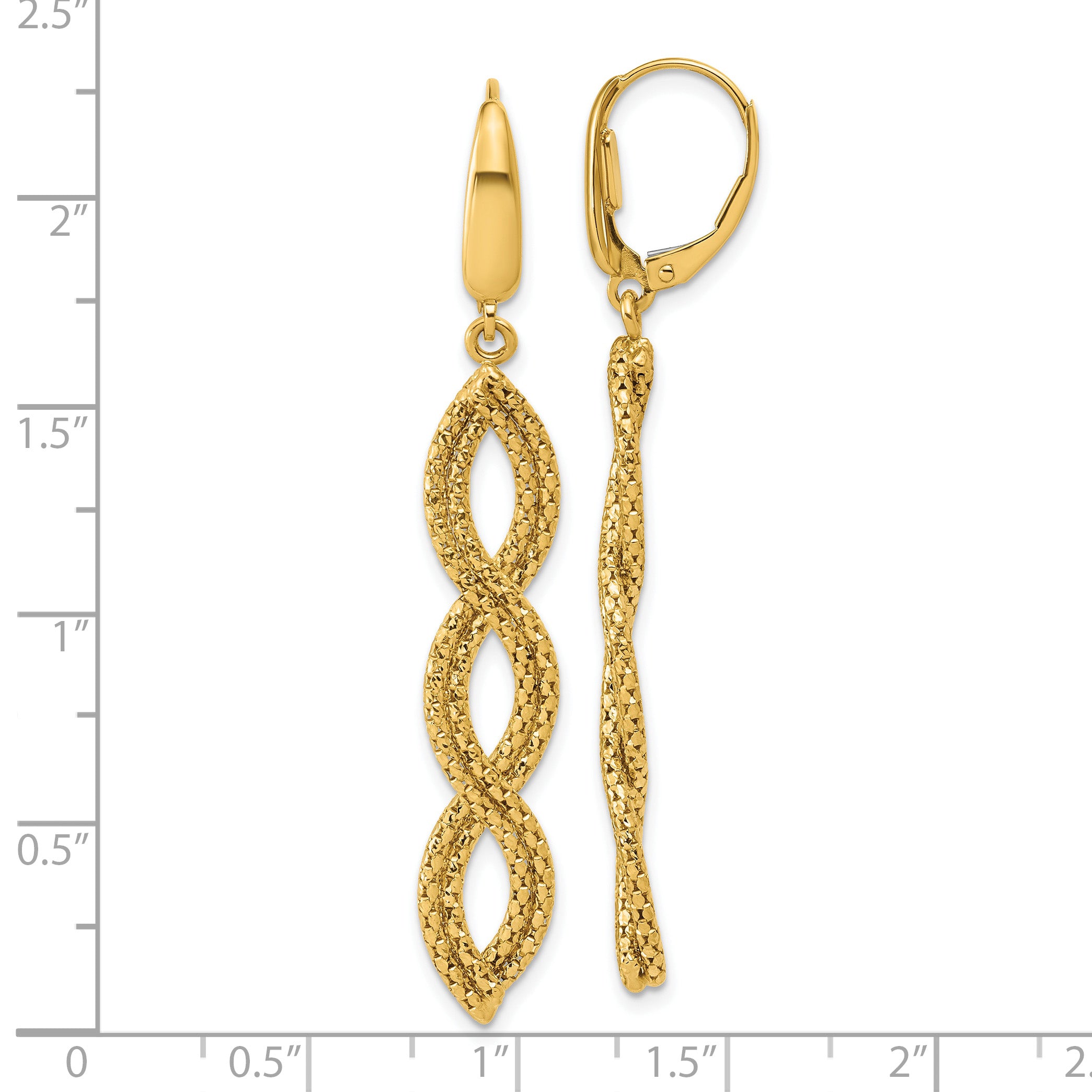 14K Polished Fancy Woven Dangle Leverback Earrings