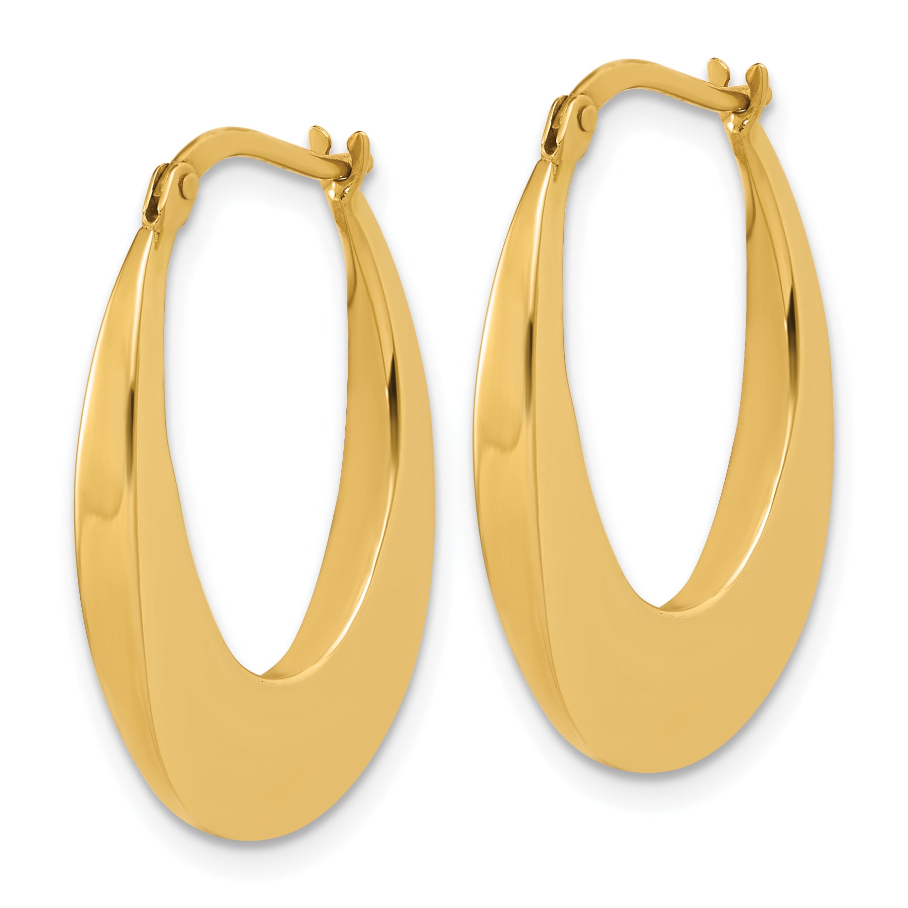 14K Polished Fancy Oval Hoop Earrings