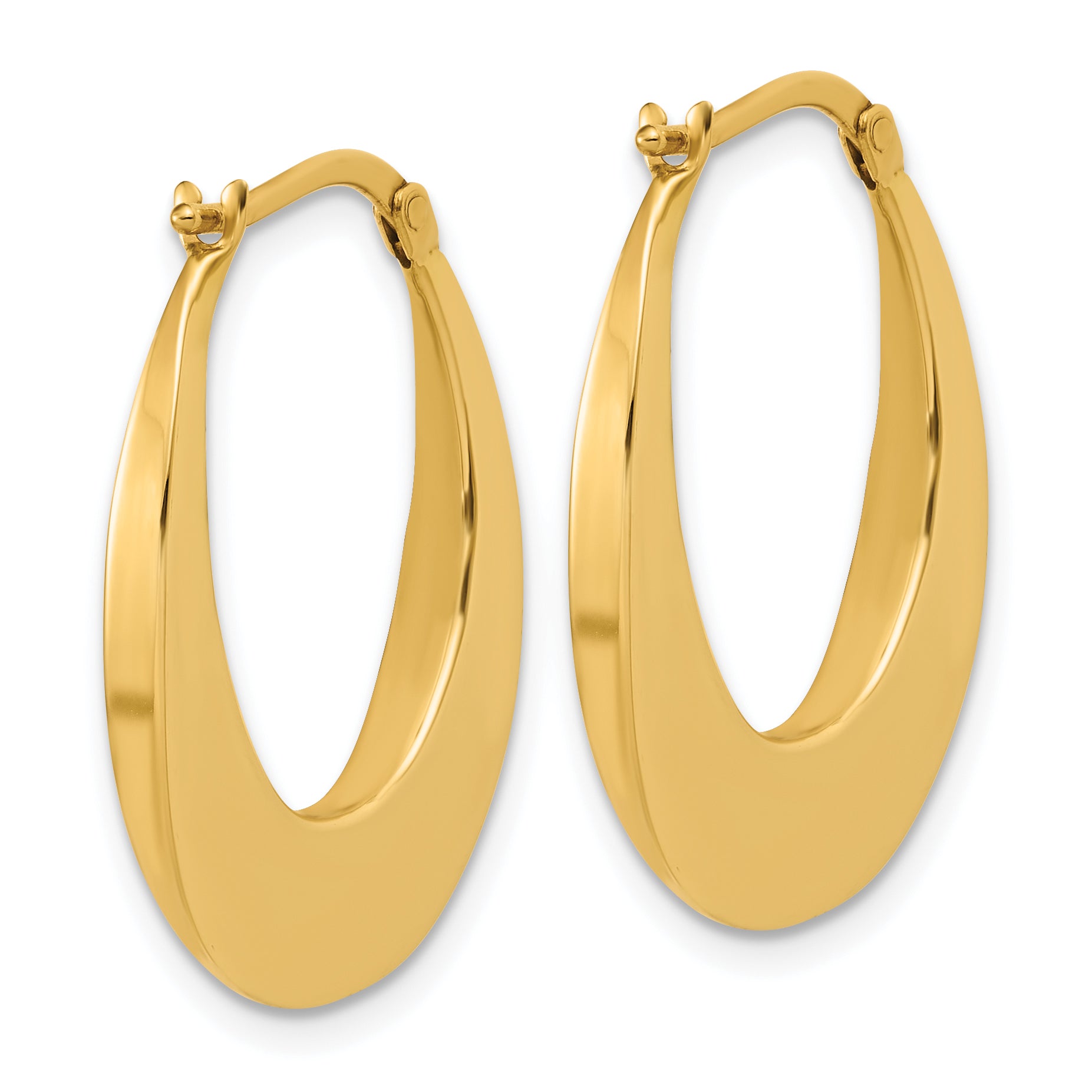 14K Polished Fancy Oval Hoop Earrings