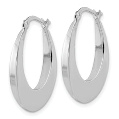 14K White Gold Polished Fancy Oval Hoop Earrings