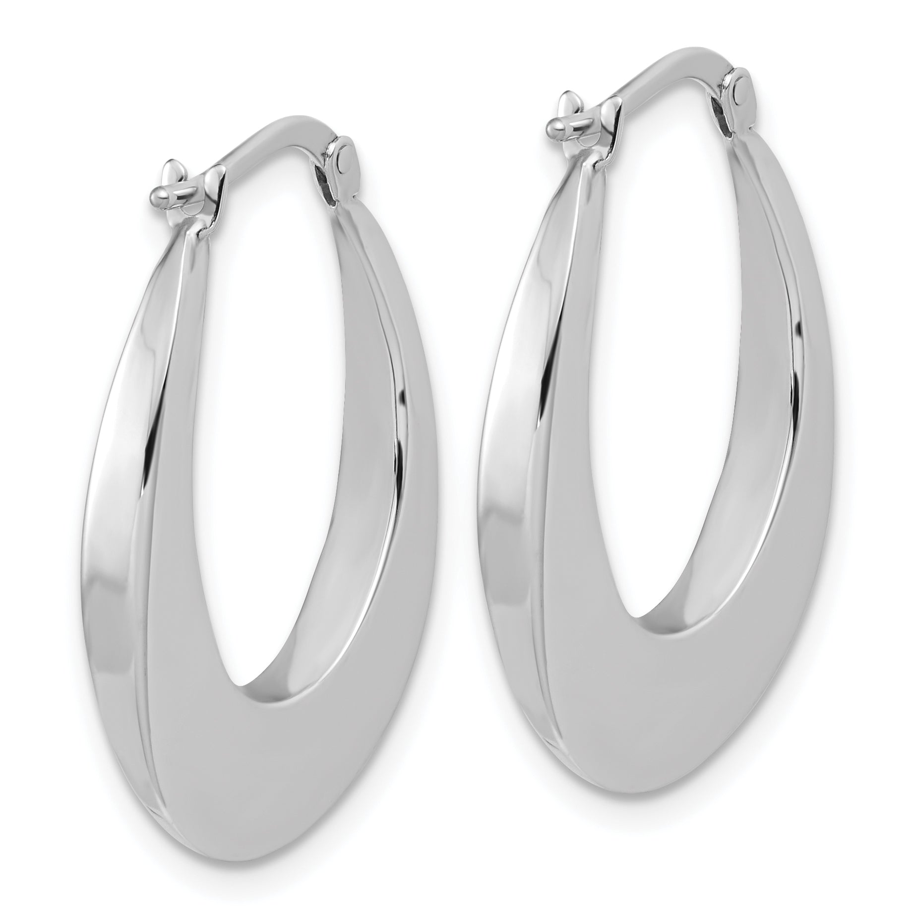 14K White Gold Polished Fancy Oval Hoop Earrings