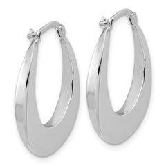 14K White Gold Polished Fancy Oval Hoop Earrings