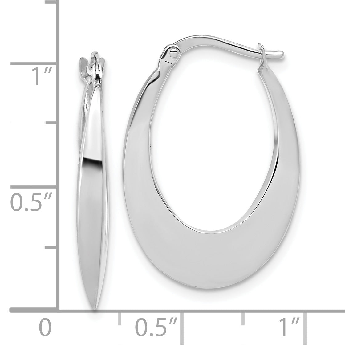 14K White Gold Polished Fancy Oval Hoop Earrings