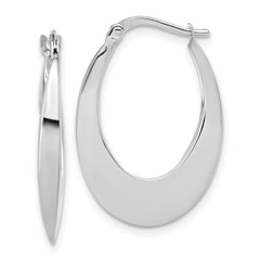 14K White Gold Polished Fancy Oval Hoop Earrings
