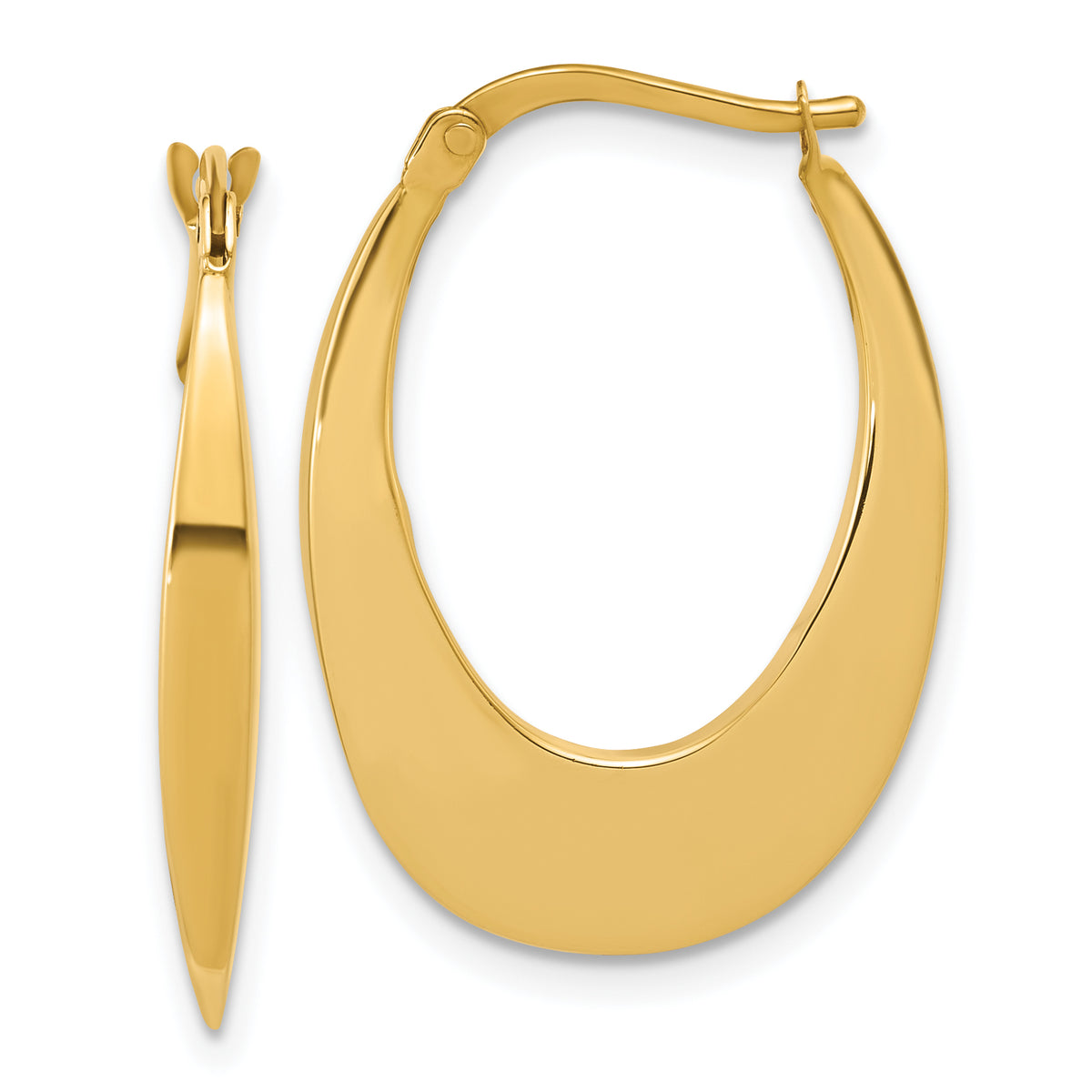 14K Polished Fancy Oval Hoop Earrings