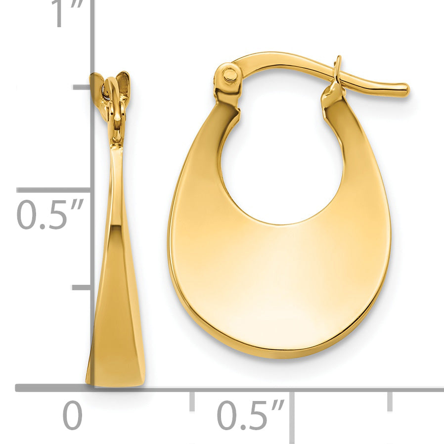 14K Polished Fancy Oval Hoop Earrings