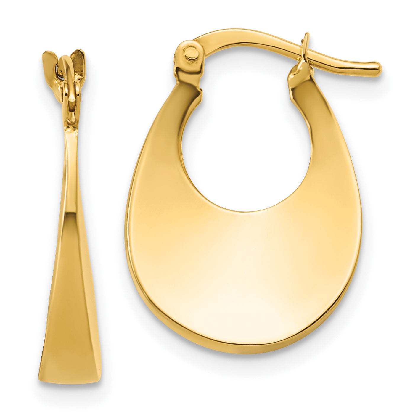 14K Polished Fancy Oval Hoop Earrings Main image